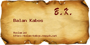 Balan Kabos névjegykártya